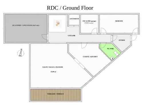 Plan RDC chalet l'Iizuna Lodga La Rosi&egrave;re 1850
